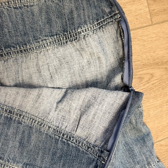 Live a Little Denim Boho Ruffle Maxi Skirt S.10 Y2K A line Western Cowgirl - Picture 7 of 9